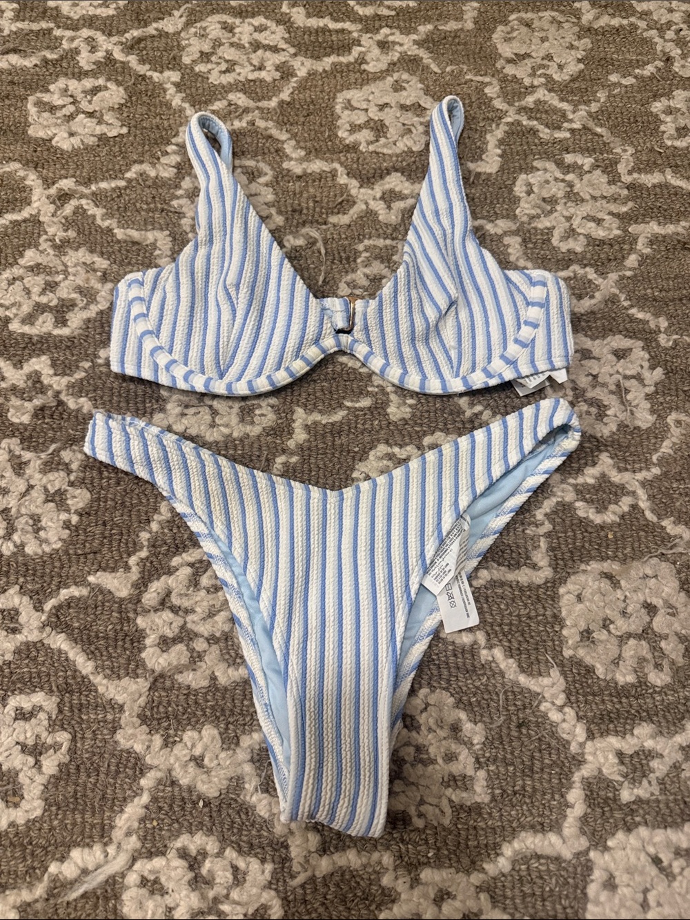 Striped Blue & White Underwire Bikini Set